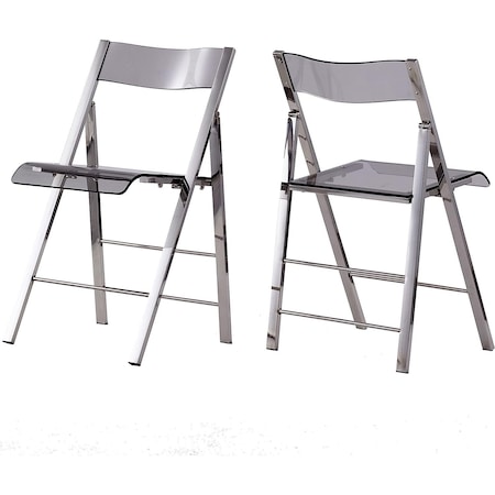 Isl Furnishings Kasper Flex Luxury Modern Folding Chairs Lucite Silver, PR CH43DC-2PK-AR02-PC10